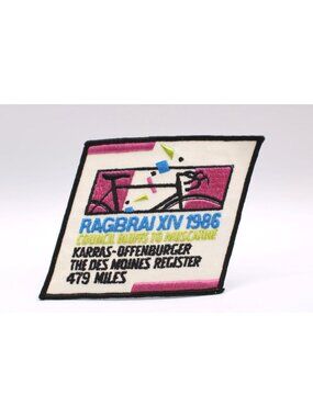 Ragbrai Xiv 1986 Cycling Event Embroider Patch 479 Miles DM Iowa Collectible Vtg